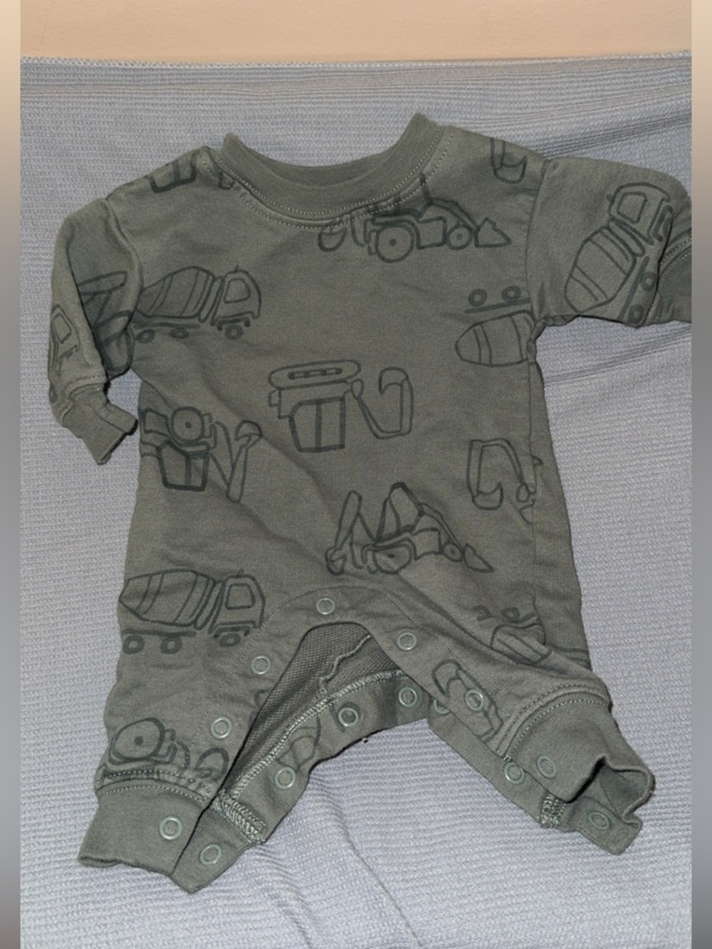 Carter's Olive Green Construction Vehicles One-Piece Footie